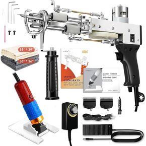 Tufting Gun 2 in 1 Cut Pile Loop Pile Rug Gun Machine Starter Kit Rug Tufting Kit Electric Tufting Gun Carpet Weaving Flocking Machine, 100-240V Black