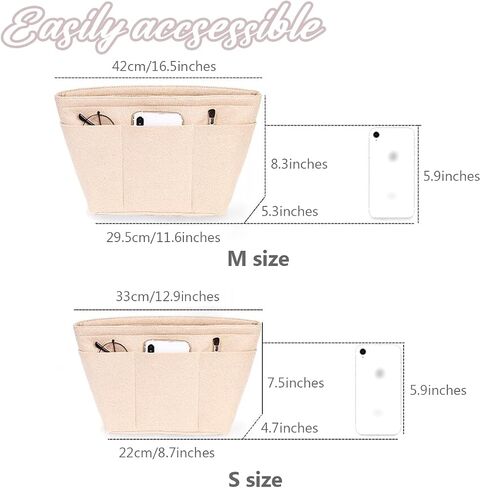 Bag Organizer For Tote, Felt Purse Organizer Insert,Small Makeup Bag For Handbags,Purse Organizer For Women (Beige, M) in Saudi Arabia