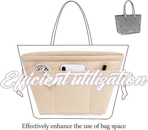 Bag Organizer For Tote, Felt Purse Organizer Insert,Small Makeup Bag For Handbags,Purse Organizer For Women (Beige, M) in Saudi Arabia