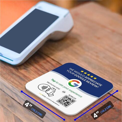 لوحة مراجعة Google (10 عبوات) من TapFive - انقر للحصول على مراجعات فورية - NFC + علامة رمز الاستجابة السريعة - تلتصق بالجدار، الزجاج، العداد، نقطة البيع مع لاصق 3M - جميع الهواتف - DigiFeel Fast (10 لوحات) in Kuwait