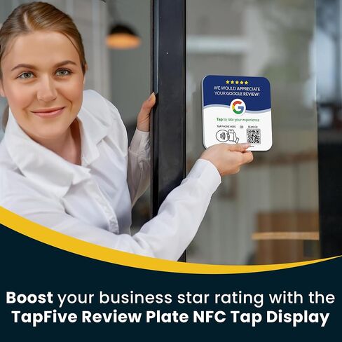 لوحة مراجعة Google (10 عبوات) من TapFive - انقر للحصول على مراجعات فورية - NFC + علامة رمز الاستجابة السريعة - تلتصق بالجدار، الزجاج، العداد، نقطة البيع مع لاصق 3M - جميع الهواتف - DigiFeel Fast (10 لوحات) in Kuwait
