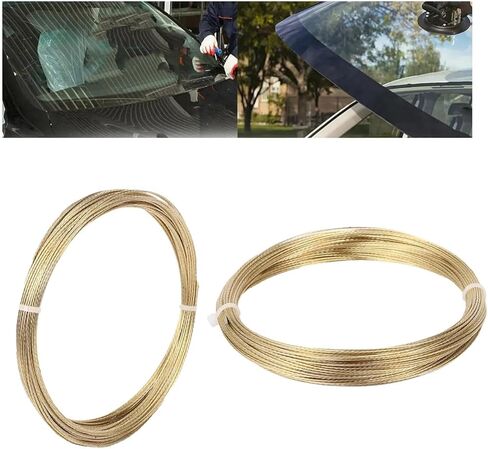 4 حزمة أداة تبديل سلك قطع الزجاج الأمامي 0.6 مم 3FT قطع سلك حبل فولاذي زنبركي لشاحنة إزالة الزجاج الأمامي للسيارة وإصلاح تركيب الزجاج الأمامي in Kuwait