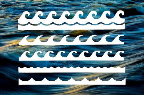 Reusable Ocean Waves Pattern Stencil 11" x 8.5" - Custom, Tiled Multiple Wave Design for Coastal Crafts in Saudi Arabia