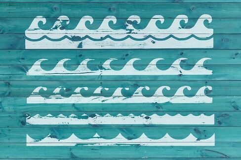 Reusable Ocean Waves Pattern Stencil 11" x 8.5" - Custom, Tiled Multiple Wave Design for Coastal Crafts in Saudi Arabia