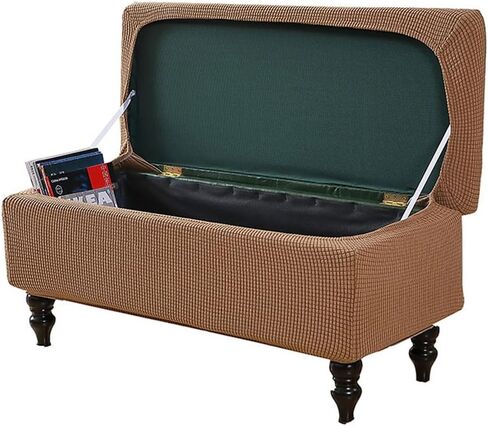 Ottoman Cover Rectangle, Stretch Jacquard Storage Ottoman Cover Rectangle Removable Storage Bench Cover Folding Ottoman Covers with Elastic Bands Ties Large Sage in Saudi Arabia