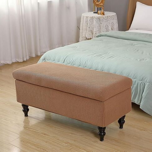 Ottoman Cover Rectangle, Stretch Jacquard Storage Ottoman Cover Rectangle Removable Storage Bench Cover Folding Ottoman Covers with Elastic Bands Ties Large Sage in Saudi Arabia