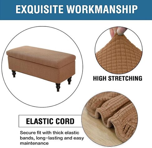 Ottoman Cover Rectangle, Stretch Jacquard Storage Ottoman Cover Rectangle Removable Storage Bench Cover Folding Ottoman Covers with Elastic Bands Ties Large Sage in Saudi Arabia
