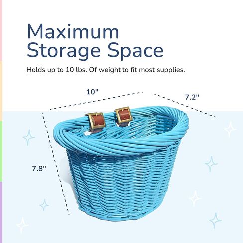 01488 Junior Front Handlebar Wicker Bike Basket, Leather Straps in Kuwait