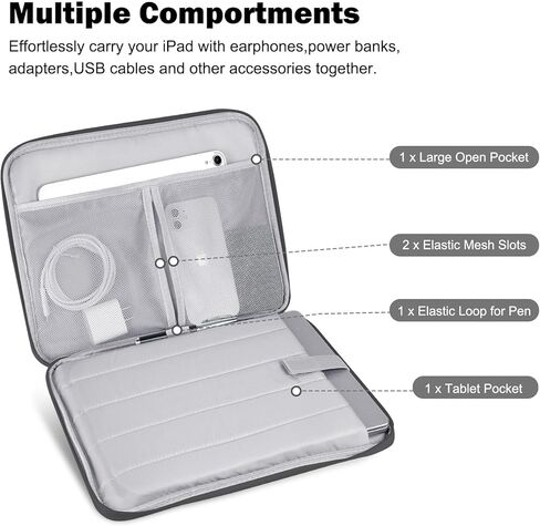 حافظة تابلت مقاس 9-11 بوصة لجهاز Fire HD 10 / Fire HD 10 Plus/iPad 9.7 /iPad Mini/Galaxy Tab A8 A9/Huawei Lenovo Android Tablet مع حافظة واقية مضادة للسقوط - أسود in Kuwait