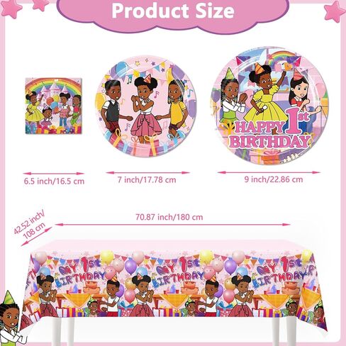 61pcs Music Theme Party Decorations for 1st Birthday, Music Themed 1st Birthday Decorations Include 30pcs Plates 30pcs Napkins 1pc Tablecloth, for Baby Girl First Birthday, Serves 15 Guests in Saudi Arabia