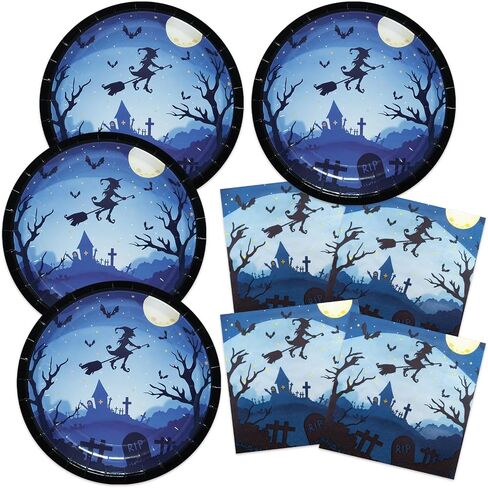 YY Halloween Party Paper Plates Napkins Set 60PCS Purple Ghosts 9in Dinner Plates with 13in Disposable Paper Napkins for Halloween Party Table Decorations in Saudi Arabia