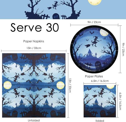 YY Halloween Party Paper Plates Napkins Set 60PCS Purple Ghosts 9in Dinner Plates with 13in Disposable Paper Napkins for Halloween Party Table Decorations in Saudi Arabia