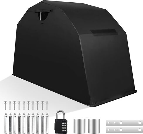 سقائف تخزين مأوى للدراجات النارية شديدة التحمل مقاس 106.3 بوصة × 41.3 بوصة × 61.1 بوصة، غطاء دراجة نارية مقاوم للماء في الهواء الطلق مع قفل in Kuwait