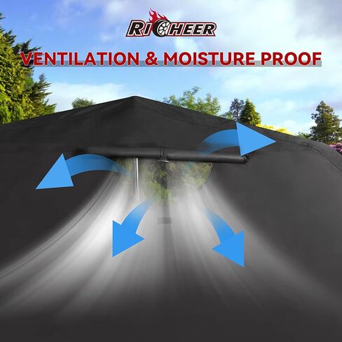 سقائف تخزين مأوى للدراجات النارية شديدة التحمل مقاس 106.3 بوصة × 41.3 بوصة × 61.1 بوصة، غطاء دراجة نارية مقاوم للماء في الهواء الطلق مع قفل in Kuwait