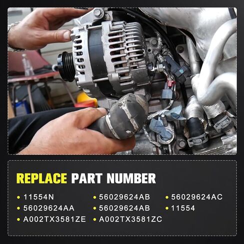 56029624AA مولد كهربائي عالي الإخراج 160 أمبير 12 فولت متوافق مع 2014-2022 Jeep Cherokee Compass Renegade، 2015-2017 Chrysler 200,2015-2022 Ram ProMaster 2.4L استبدال # 56029624AB in Kuwait