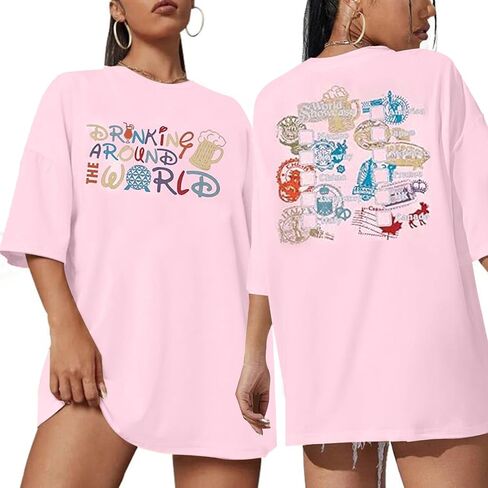 Around The World Shirt Women Magical Oversized Shirt Funny Magic Tour Graphic Tees Funny Traveler Vacation Short Sleeve Top in Kuwait