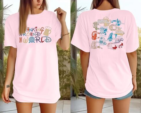 Around The World Shirt Women Magical Oversized Shirt Funny Magic Tour Graphic Tees Funny Traveler Vacation Short Sleeve Top in Kuwait