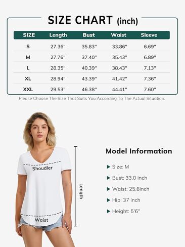 ATHMILE Womens V Neck Short Sleeve Summer T Shirts Curved Hem Plain Top in Kuwait
