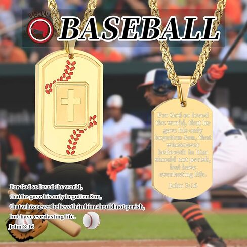 البيسبول الكتاب المقدس الآية الصليب قلادة للرجال الفولاذ المقاوم للصدأ الأسود / الذهب / الفضة لهجة الصليب قلادة أول بالتواصل المعمودية الدينية هدية البيسبول مجوهرات رياضية للرجال 𝐁𝐨𝐲𝐬 مع سلسلة الفولاذ المقاوم للصدأ 22 + 2 بوصة in Kuwait