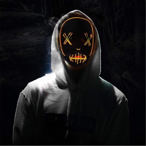 Halloween Scary Cosplay Creepy LED Mask Glowing Costume for Festival Party in Saudi Arabia