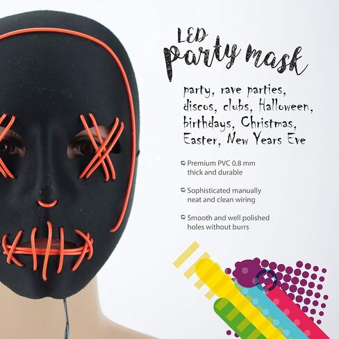 Halloween Scary Cosplay Creepy LED Mask Glowing Costume for Festival Party in Saudi Arabia