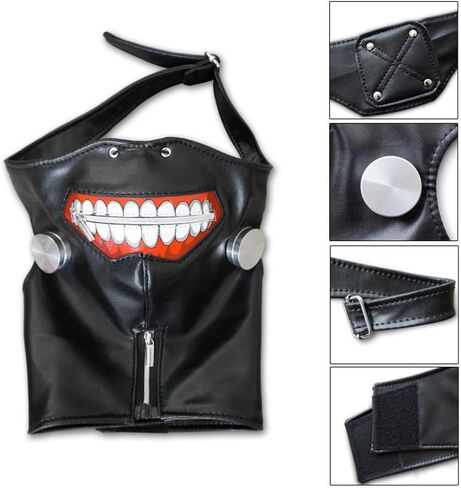 3D Tokyo Ghoul Mask w. Face Mask Set PU Leather Cosplay Mask for Halloween Cosplay Props in Saudi Arabia