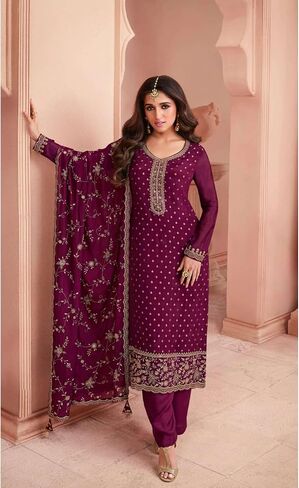 Heavy Embroidery Worked Salwar Kameez Palazzo Pant Suits Ready to Wear Trouser Pant Dress in Saudi Arabia