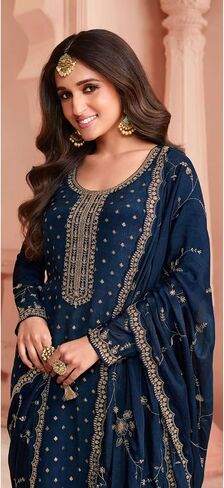 Heavy Embroidery Worked Salwar Kameez Palazzo Pant Suits Ready to Wear Trouser Pant Dress in Saudi Arabia