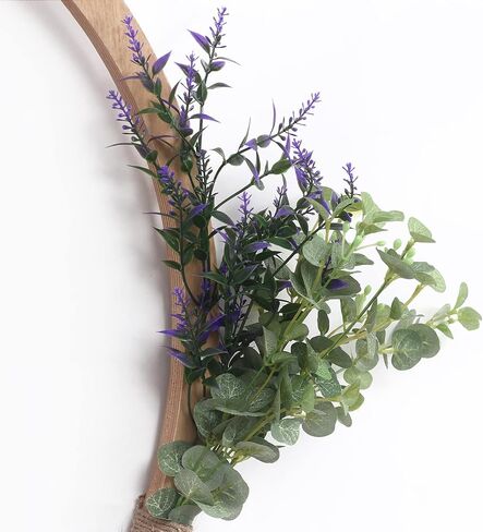 Large Round Wooden Multi Picture Frames - 60CM/23.62" Artificial Flower/Eucalyptus Hanging Display Board Photo Frames Collage Wall Decor, for Spring Mother's Day Grandma Christmas in Kuwait