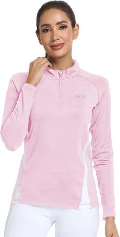 Womens 1/4 Zip Shirts Half Zip Pullover Fleece Thermal Long Sleeve Activewear T-Shirts Running Tops in Kuwait