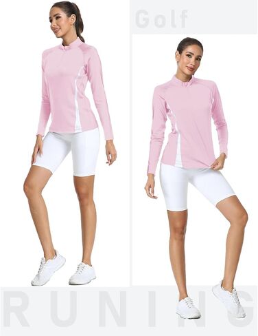 Womens 1/4 Zip Shirts Half Zip Pullover Fleece Thermal Long Sleeve Activewear T-Shirts Running Tops in Kuwait