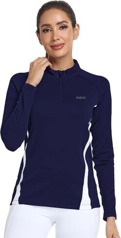 Womens 1/4 Zip Shirts Half Zip Pullover Fleece Thermal Long Sleeve Activewear T-Shirts Running Tops in Kuwait