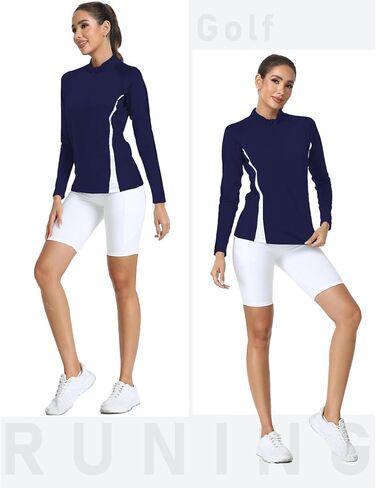 Womens 1/4 Zip Shirts Half Zip Pullover Fleece Thermal Long Sleeve Activewear T-Shirts Running Tops in Kuwait
