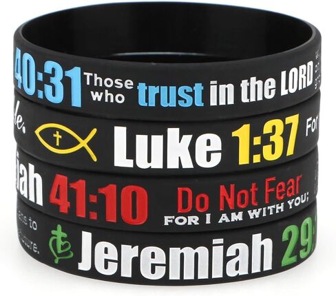 kilofly 4-Pack Christian Bible Verse Silicone Wristbands Scripture Bracelets in Kuwait