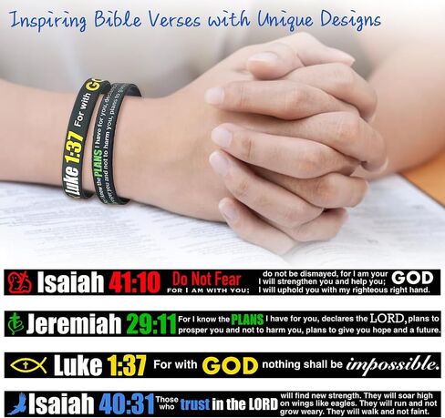kilofly 4-Pack Christian Bible Verse Silicone Wristbands Scripture Bracelets in Kuwait
