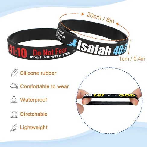 kilofly 4-Pack Christian Bible Verse Silicone Wristbands Scripture Bracelets in Kuwait