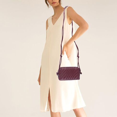 Woven Crossbody Bag for Women Small Vegan Leather Purse with Shoulder Strap in Kuwait