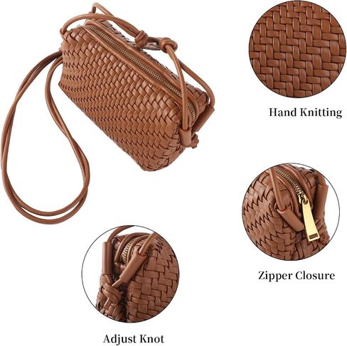 Woven Crossbody Bag for Women Small Vegan Leather Purse with Shoulder Strap in Kuwait