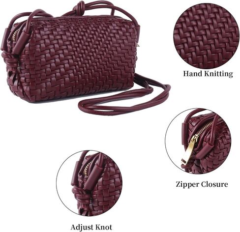 Woven Crossbody Bag for Women Small Vegan Leather Purse with Shoulder Strap in Kuwait