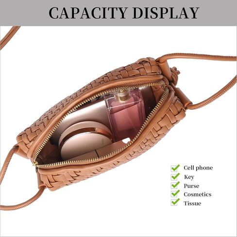 Woven Crossbody Bag for Women Small Vegan Leather Purse with Shoulder Strap in Kuwait