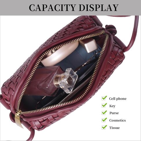 Woven Crossbody Bag for Women Small Vegan Leather Purse with Shoulder Strap in Kuwait