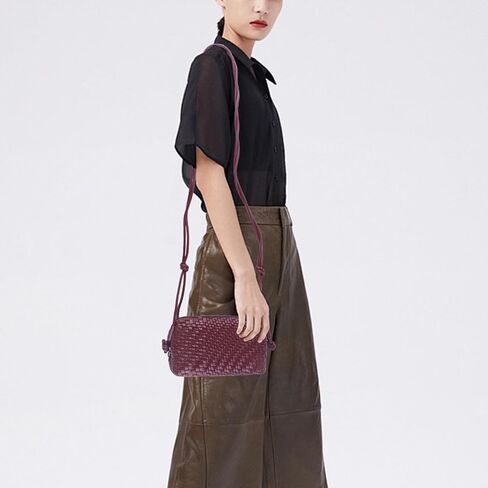 Woven Crossbody Bag for Women Small Vegan Leather Purse with Shoulder Strap in Kuwait