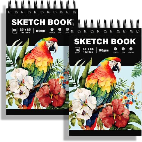 Koogel 2PCS Spiral Sketch Books, Art Sketchbook Sketch Pad Drawing Painting Writing Paper 5.5" x 8.5" Drawing Book for Kids Beginners Artists in Saudi Arabia