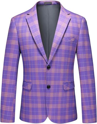 Iynnijoy Men's Plaid Blazer Casual Sports Coat Slim Fit Plaid Suit Jackets for Party Wedding in Saudi Arabia