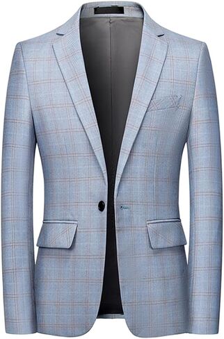 Iynnijoy Men's Plaid Blazer Casual Sports Coat Slim Fit Plaid Suit Jackets for Party Wedding in Saudi Arabia