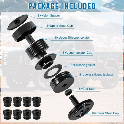 طقم تثبيت جسم السيليكون مناسب لسيارة Ford F-250 F-350 Crew Cab 2008 2009 2010 2011 2012 2013 2014 2015 2016، بطانات تثبيت كابينة السيليكون الفائقة تعمل على تحسين القيادة الوعرة والمكونات المتينة التي تدوم طويلاً in Saudi Arabia