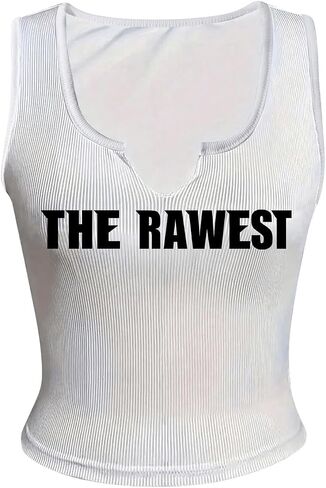 SOLY HUX Women's Letter Print Crop Tops Notched Neck Sleeveless Summer Y2k Tank Top in Kuwait