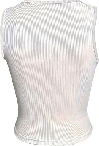 SOLY HUX Women's Letter Print Crop Tops Notched Neck Sleeveless Summer Y2k Tank Top in Kuwait