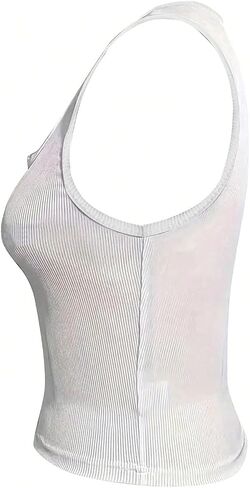 SOLY HUX Women's Letter Print Crop Tops Notched Neck Sleeveless Summer Y2k Tank Top in Kuwait