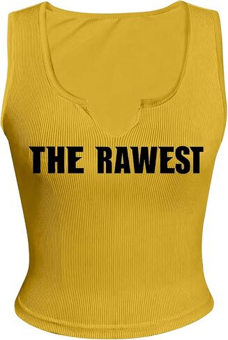 SOLY HUX Women's Letter Print Crop Tops Notched Neck Sleeveless Summer Y2k Tank Top in Kuwait
